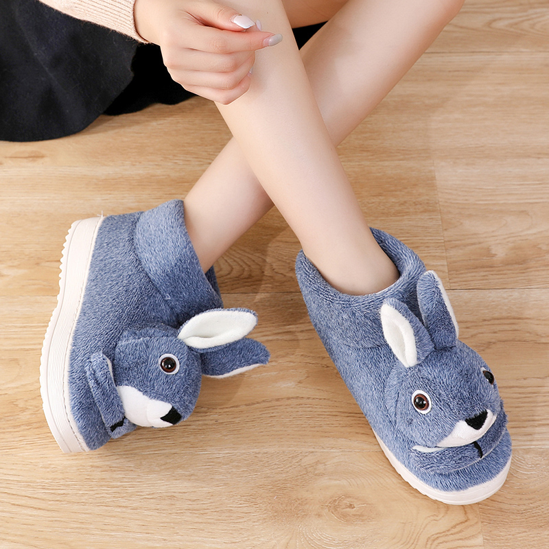 冬天月子兔兔加厚底大童棉拖鞋