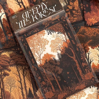 密林深处系列白牛皮丛林边框贴纸