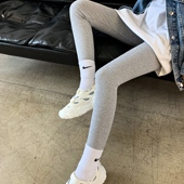 修身 浅灰色打底裤 加绒加厚纯棉秋裤 炮姐穿搭冬款 显瘦 女外穿春秋季