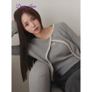 DearJune韩系秋冬新款纯欲风性感辣妹针织衫女上衣