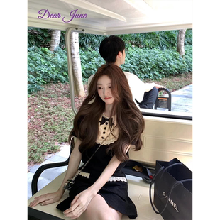 富家千金甜美减龄蝴蝶结黑白上衣小香风短裙女套装 法式 June Dear