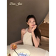 Dear 重工收腰a字裙子 千金风挂脖连衣裙女夏季 June 黑白两色法式