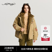 女士落肩宽松水洗拉链棉服 流行新款 Hardy埃德哈迪冬季