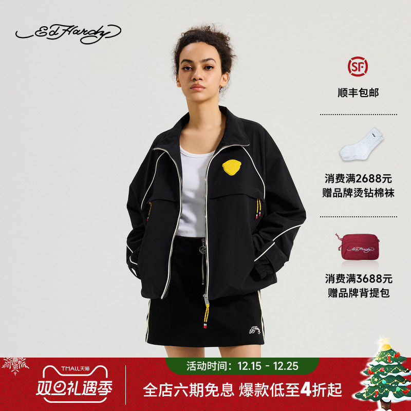 Ed Hardy埃德哈迪2025冬季新款女士运动风微落肩夹克衫E1RDW311