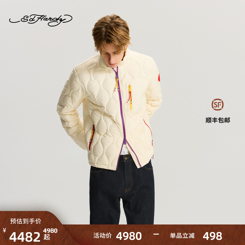 Ed Hardy埃德哈迪2025冬季新款男士轻薄微落肩羽绒服E1RDM004