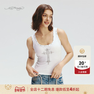 Ed Hardy埃德哈迪夏季流行新款女士圆领合身烫钻百搭背心E1RCW350
