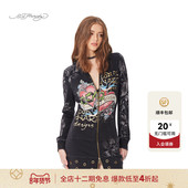 拉链连衣裙 女士拔印烫钻连帽长袖 Hardy埃德哈迪春季 流行新款