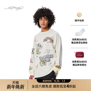 男士 新款 美式 复古潮牌虎头时尚 T恤 长袖 Hardy埃德哈迪冬季