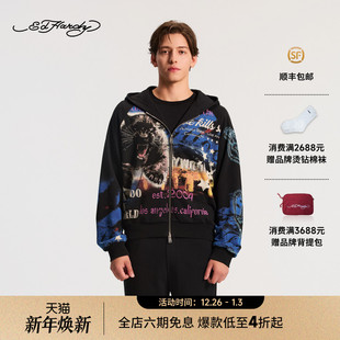 Hardy埃德哈迪2026春季 拉链衫 新款 宽松带帽开衫 E1SAM073 男士