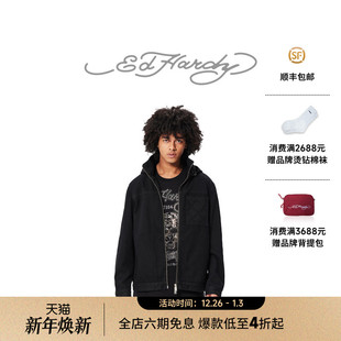 牛仔棉服连帽拉链开衫 男士 新款 保暖外套 Hardy埃德哈迪冬季