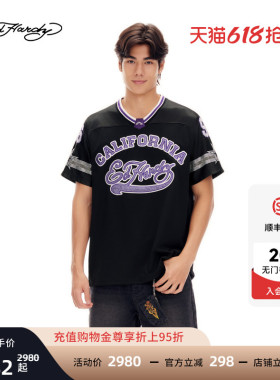 Ed Hardy埃德哈迪2026春季新款男士设计师款烫钻短袖T恤E1SAM318