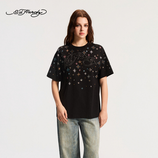 女士烫钻珠片短袖 新款 T恤E1SAW237 Hardy埃德哈迪2026春季
