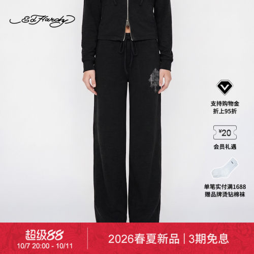 【春夏新品】Ed Hardy埃德哈迪秋季女士十字架烫钻直筒长裤