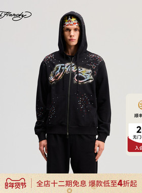 Ed Hardy埃德哈迪2025冬季新款男士宽松渐变烫钻拉链衫E1RDM055