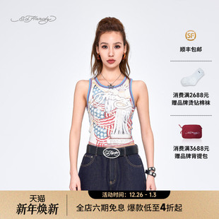 Hardy埃德哈迪2025夏季 女士烫片印花辣妹紧身背心 金靖同款