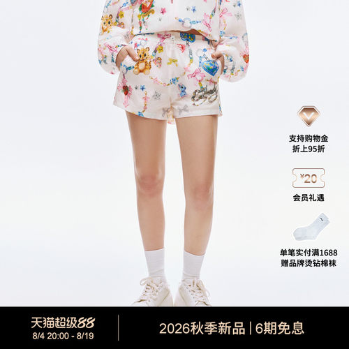 【秋季新品】Ed Hardy埃德哈迪女士数码印烫钻短裤E1SCW295