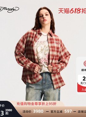 Ed Hardy埃德哈迪2026春季新款女士烫钻铆钉翻领宽松衬衫E1SAW234
