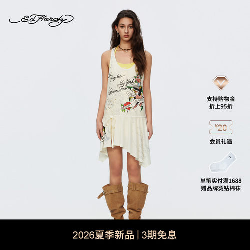 【夏季新品】Ed Hardy埃德哈迪女士工字背心不对称连衣裙E1SBW272