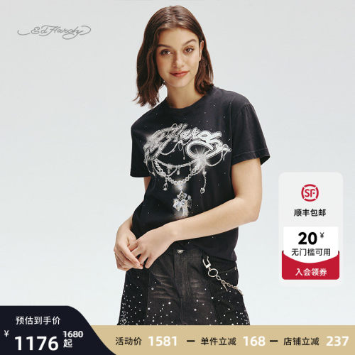 EdHardy女士黑色短袖T恤