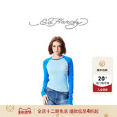 Hardy埃德哈迪秋季 新款 圆领插肩袖 拔印烫钻女士长袖 T恤