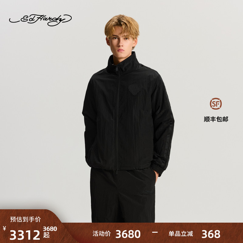 Ed Hardy埃德哈迪2025冬季新款男士微宽松落肩平绣夹克衫E1RDM083