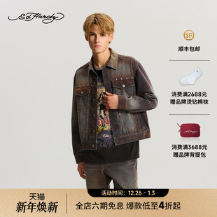 平绣烫片牛仔夹克衫 男士 新款 E1RDM081 Hardy埃德哈迪2025冬季