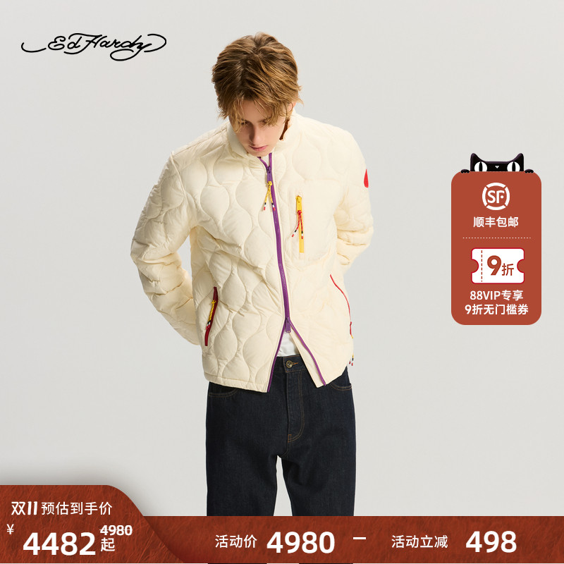 Ed Hardy埃德哈迪2025冬季新款男士轻薄微落肩羽绒服E1RDM004
