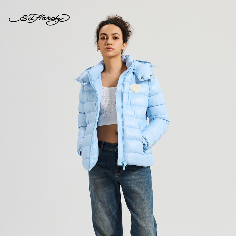 Ed Hardy埃德哈迪2025冬季新款女士轻薄羽绒服修身正肩E1RDW312