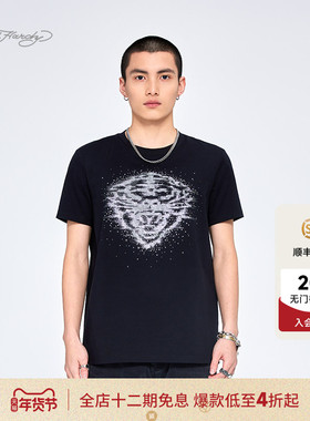 Ed Hardy埃德哈迪2025夏季新款烫钻修身正肩男士黑色白色短袖T恤