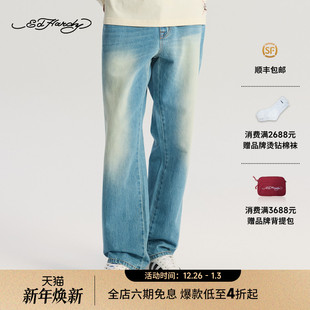 牛仔手绘平绣合身长裤 男士 新款 E1RDM042 Hardy埃德哈迪2025冬季