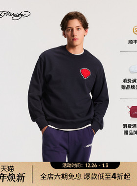 Ed Hardy埃德哈迪2025冬季新款男士毛巾绣花标合身套头衫E1RDM108
