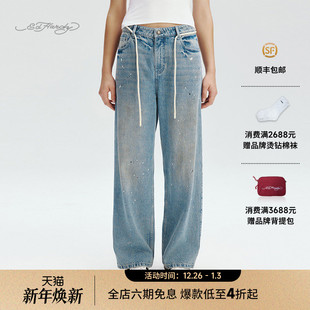 女士宽松阔腿牛仔长裤 新款 E1RCW383 Hardy埃德哈迪2025秋季