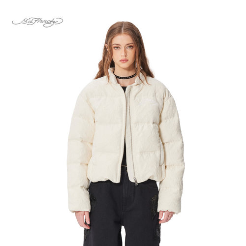 Ed Hardy埃德哈迪2025春季新款珠片绣花微宽松女士羽绒服外套