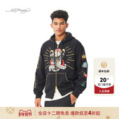 Hardy埃德哈迪春季 流行新款 拔印烫金属片男士 拉链衫 卫衣