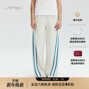 水浆印宽松织带跨缝针织女士长裤 新款 Hardy埃德哈迪2025春季