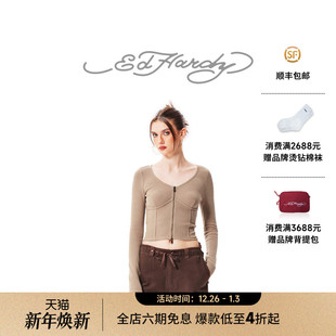 Hardy埃德哈迪秋季 性感长袖 新款 辣妹V领女士修身 T恤 美式