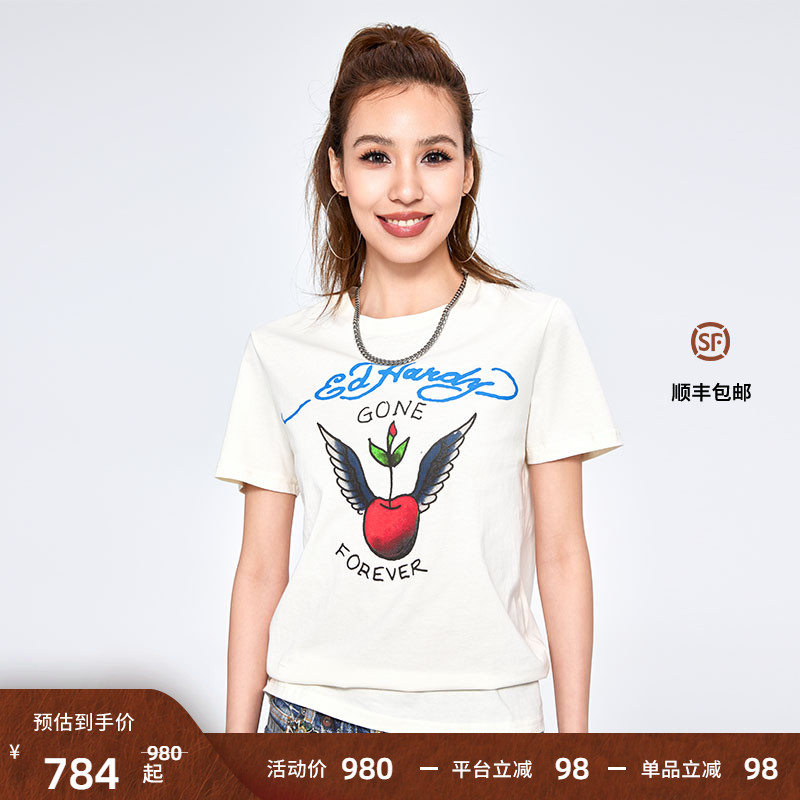 EdHardy象牙白女士针织T恤