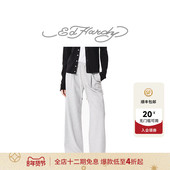 宽松连腰暗褶微喇平绣珍珠女士长裤 Hardy埃德哈迪秋季 新款