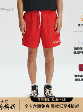 Ed Hardy埃德哈迪2025秋季新款红色梭织宽松复古直筒男士短裤