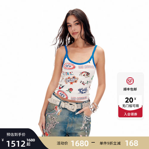 Ed Hardy埃德哈迪2026夏季新款女士复古美式满印合身背心E1SBW244