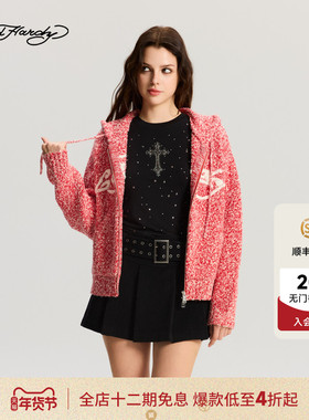 Ed Hardy埃德哈迪2025冬季新款女士宽松手绣logo针织衫E1RDW414