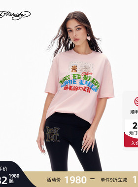 Ed Hardy埃德哈迪2026夏季新款女士圆领烫钻宽松短袖T恤E1SBW201