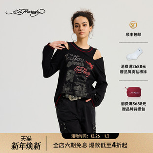 女士宽松落肩长袖 新款 T恤E1RDW390 Hardy埃德哈迪2025冬季