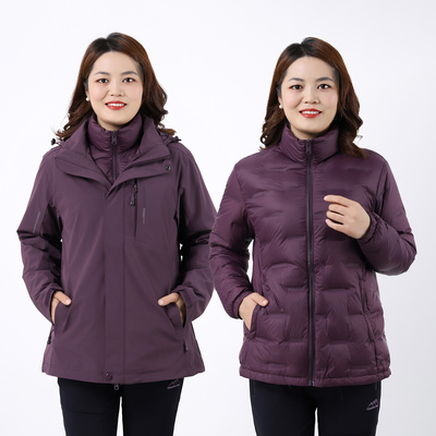 冬装羽绒服妈妈两件套白鸭绒外套