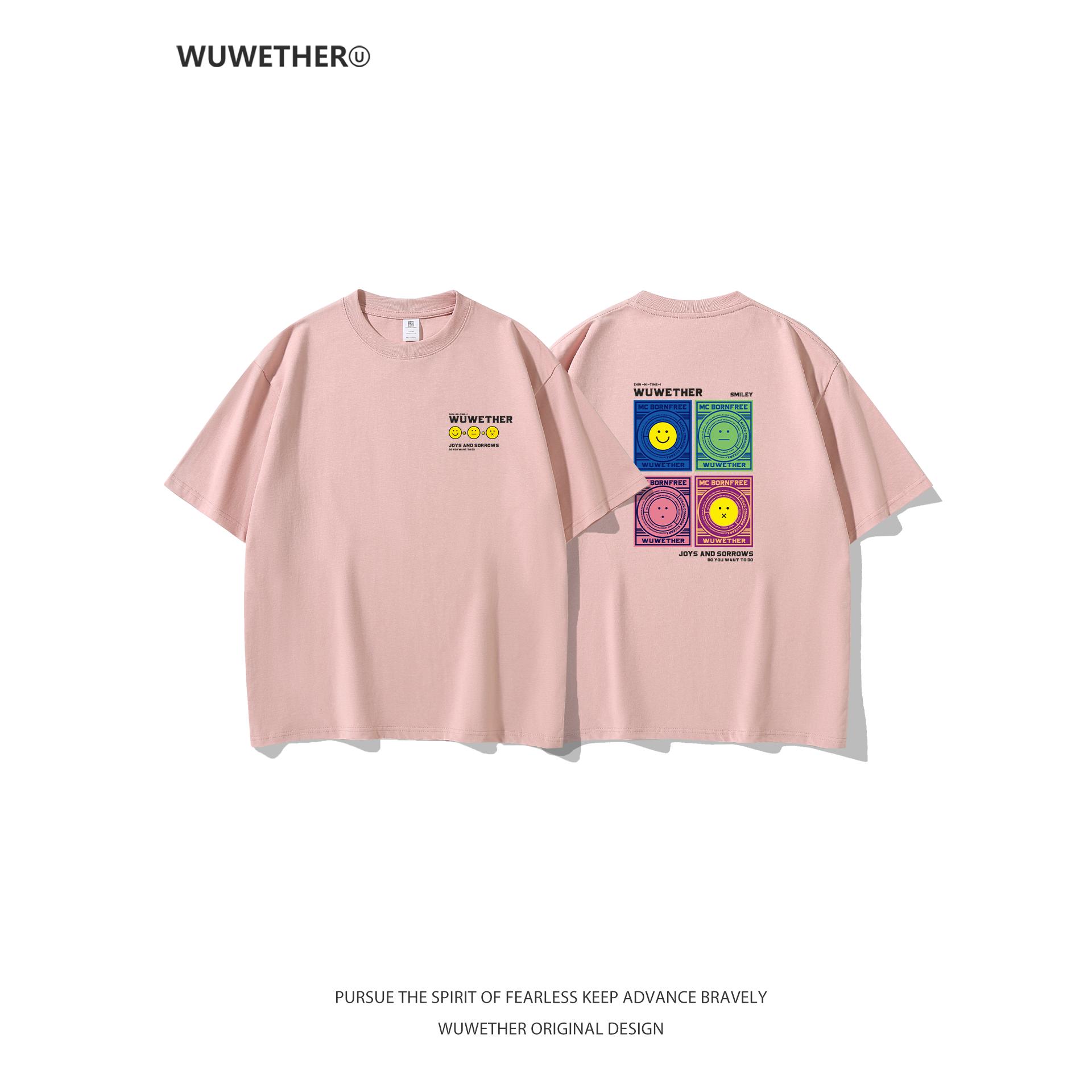 WUWETHER原创设计粉色短袖T恤男