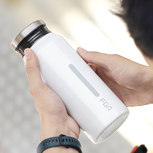 富光保温水杯子男女生大容量304不锈钢便携学生白色简约水瓶600ml