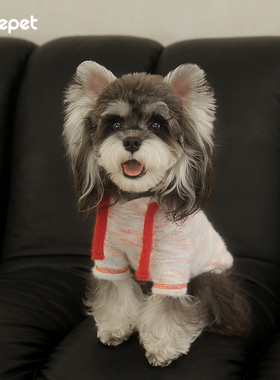 cheepet趣派狗狗秋冬弹力针织珊瑚绒连帽两腿衣毛衣外套泰迪比熊