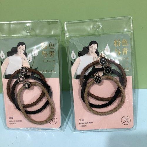 粉色与青6286时尚头发绳发圈少女可爱头绳橡皮筋森系扎头发绳头饰