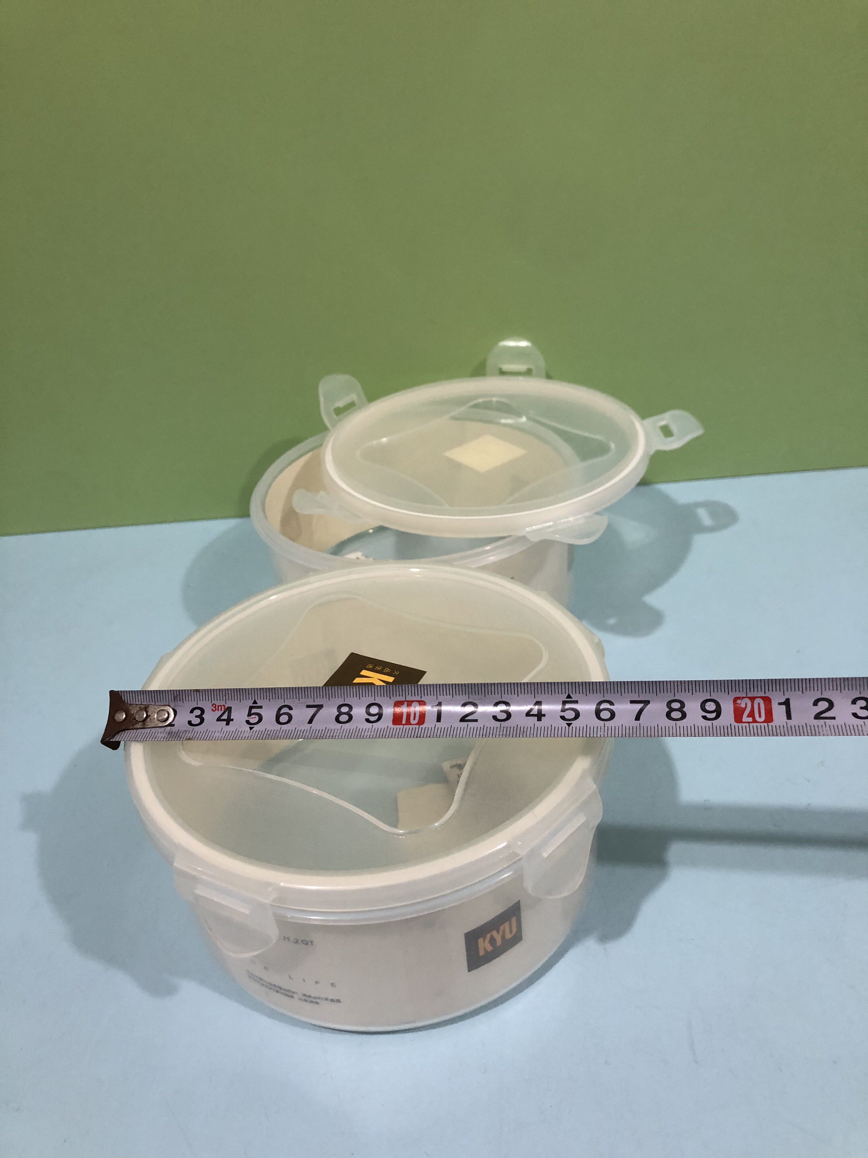 久品3231圆形1.1L保鲜盒微波炉加热防漏饭盒食品收纳盒塑料密封盒