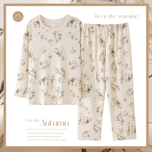 春秋款 套装 套头妇女士家居服秋季 加大码 薄款 中年妈妈睡衣纯棉长袖